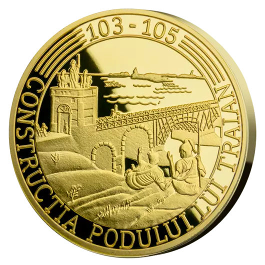 Podul lui Traian - Piesă comemorativă XXL înnobilată cu aur pur