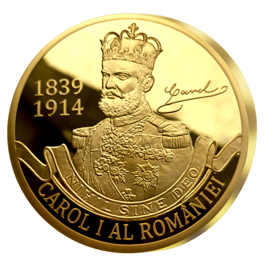 Carol I al României - piesă comemorativă XXL înnobilată cu aur pur