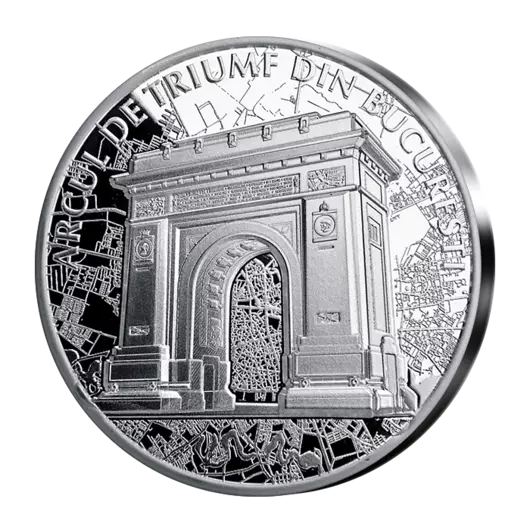 Arcul de Triumf - Piesă exclusivă cu relief înalt de 1 oz argint